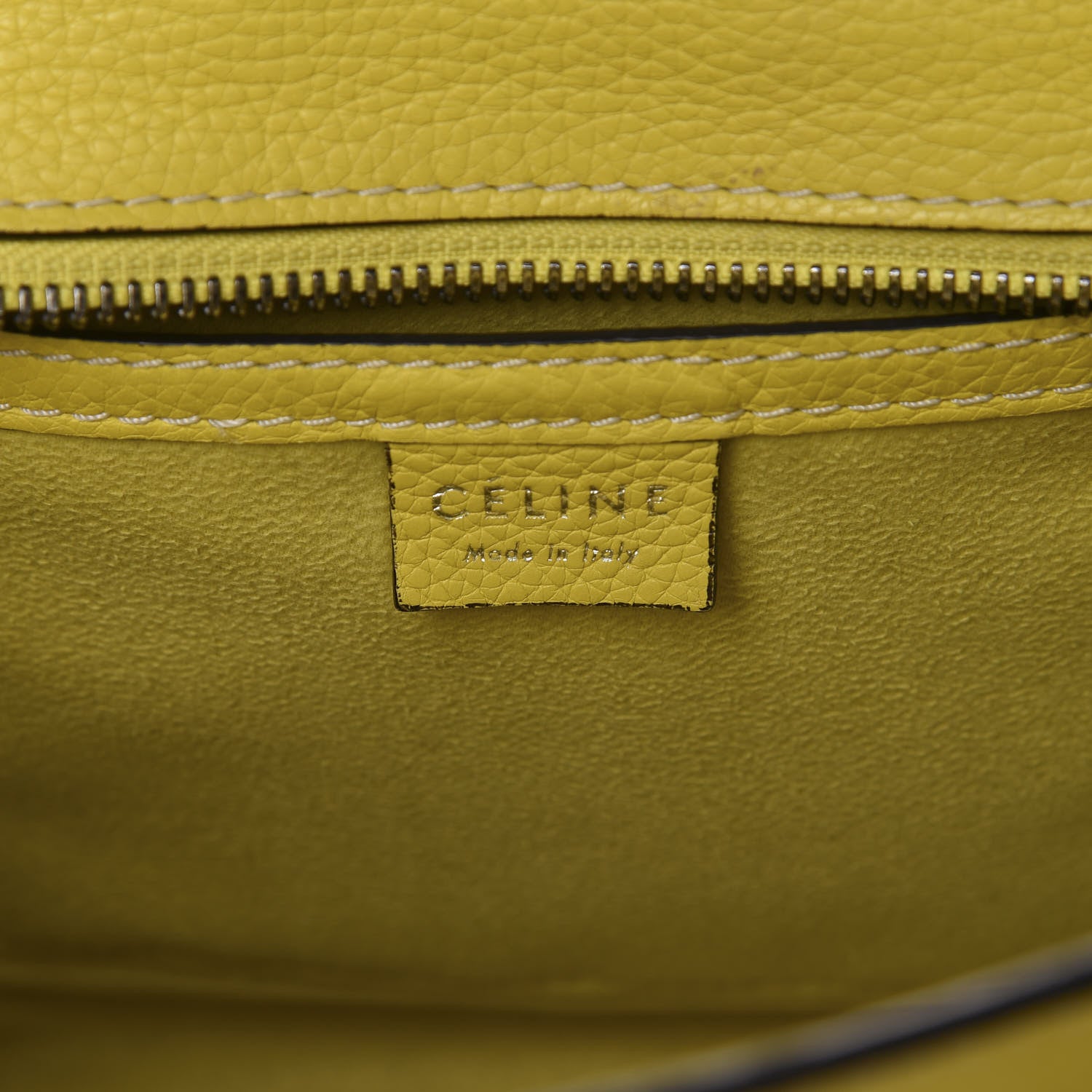 Celine Drummed Calfskin Nano Luggage Citron 8 of 10