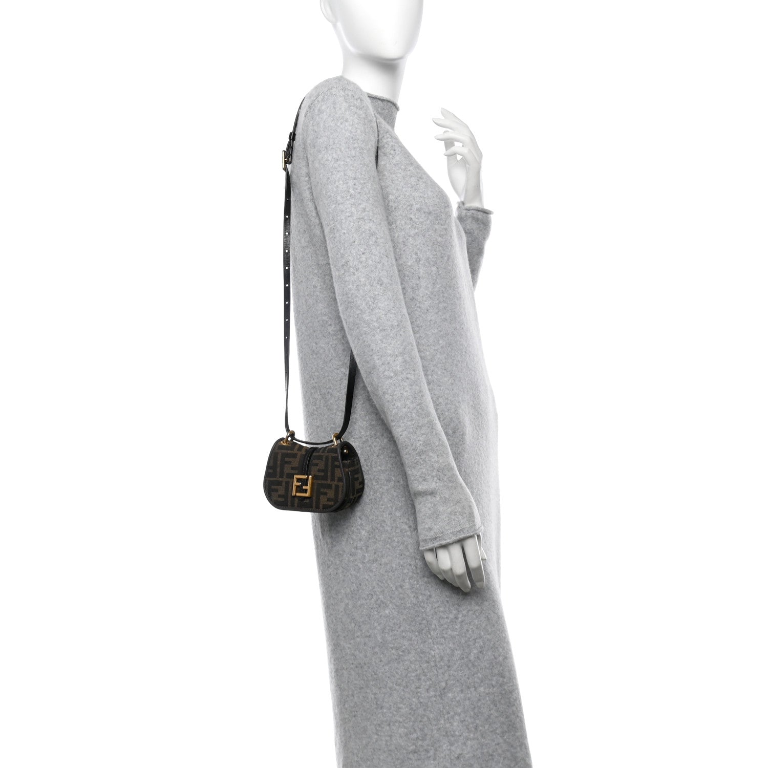 Fendi Fabric Jacquard Vitello Cher Cuoio FF 1974 Nano Fendi C'mon
