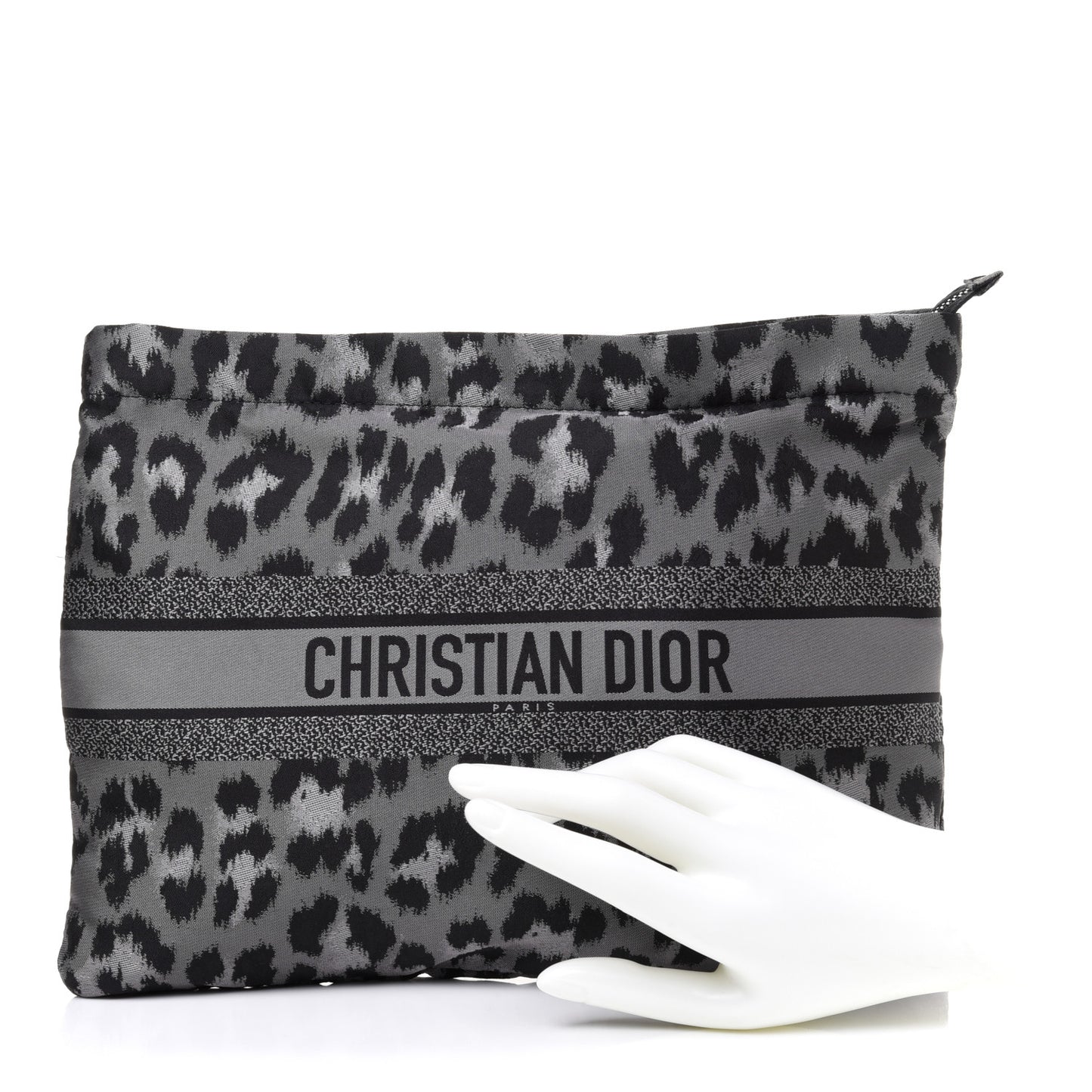 Canvas Embroidered Mizza Diortravel Zipped Pouch Black Grey
