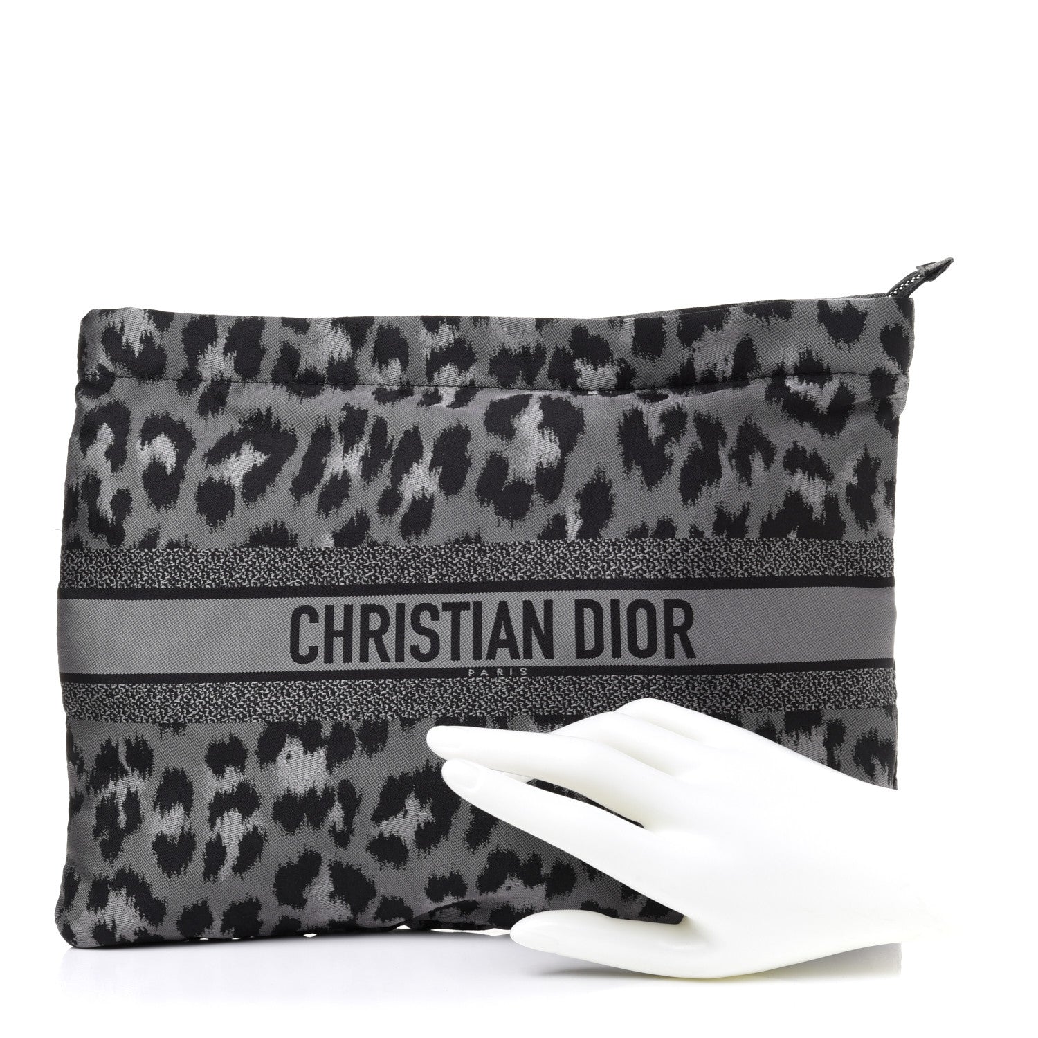 Christian Dior Canvas Embroidered Mizza Diortravel Zipped Pouch Black Grey 2 of 8
