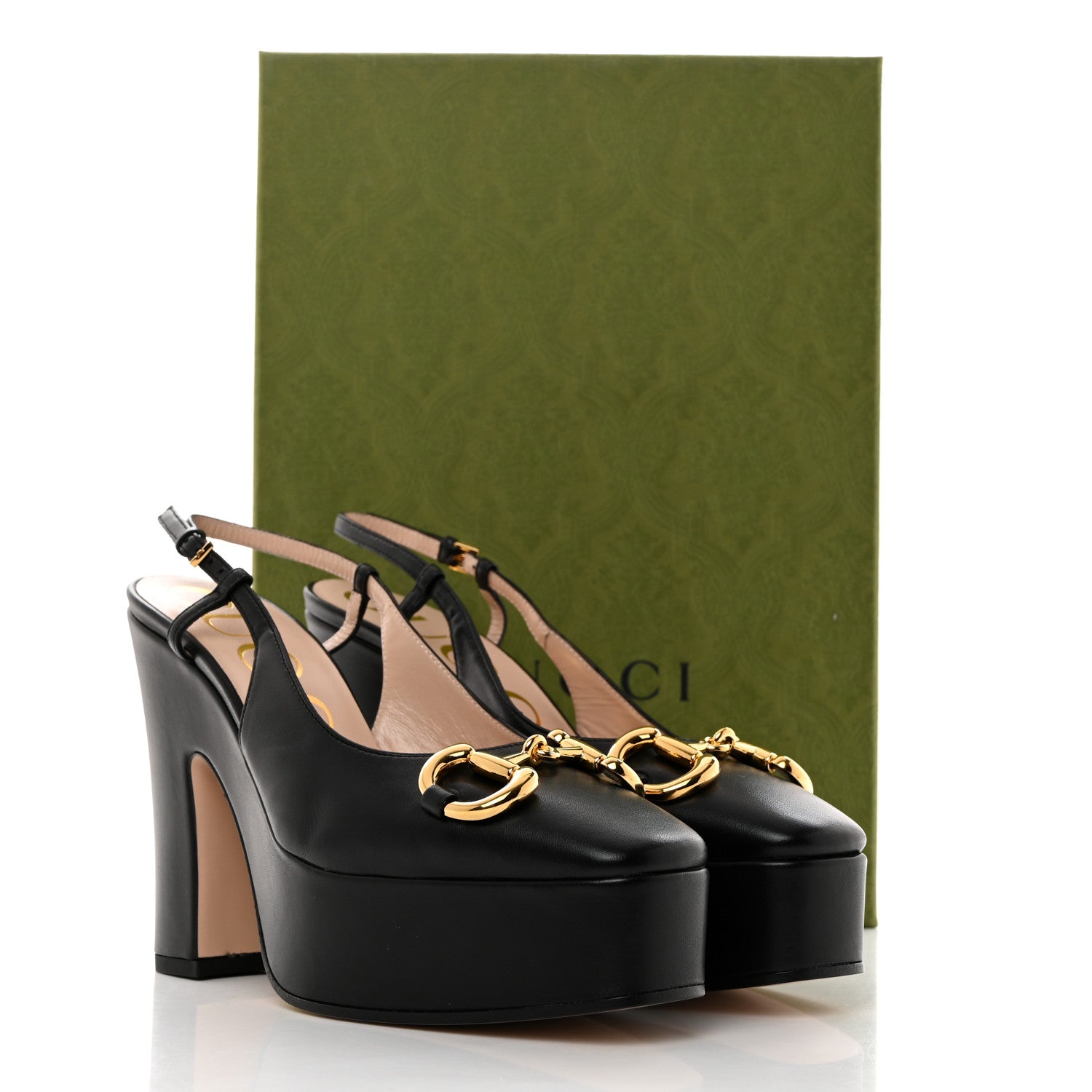 Gucci Nappa Horsebit Platform 35/120mm Slingback Pumps 36 Black 8 of 8