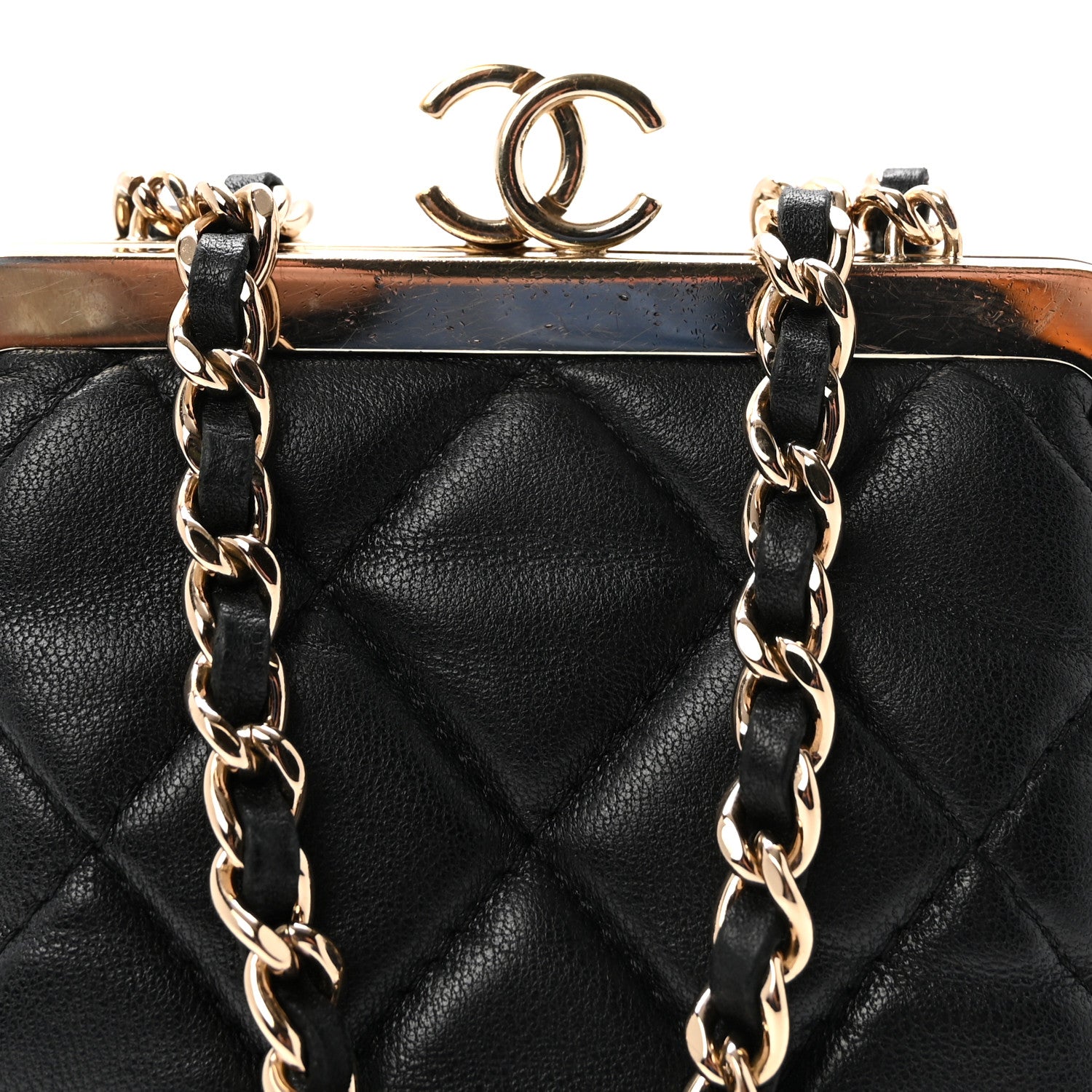Chanel Lambskin Plexi Quilted CC Evening Clutch With Chain Black 8 of 10