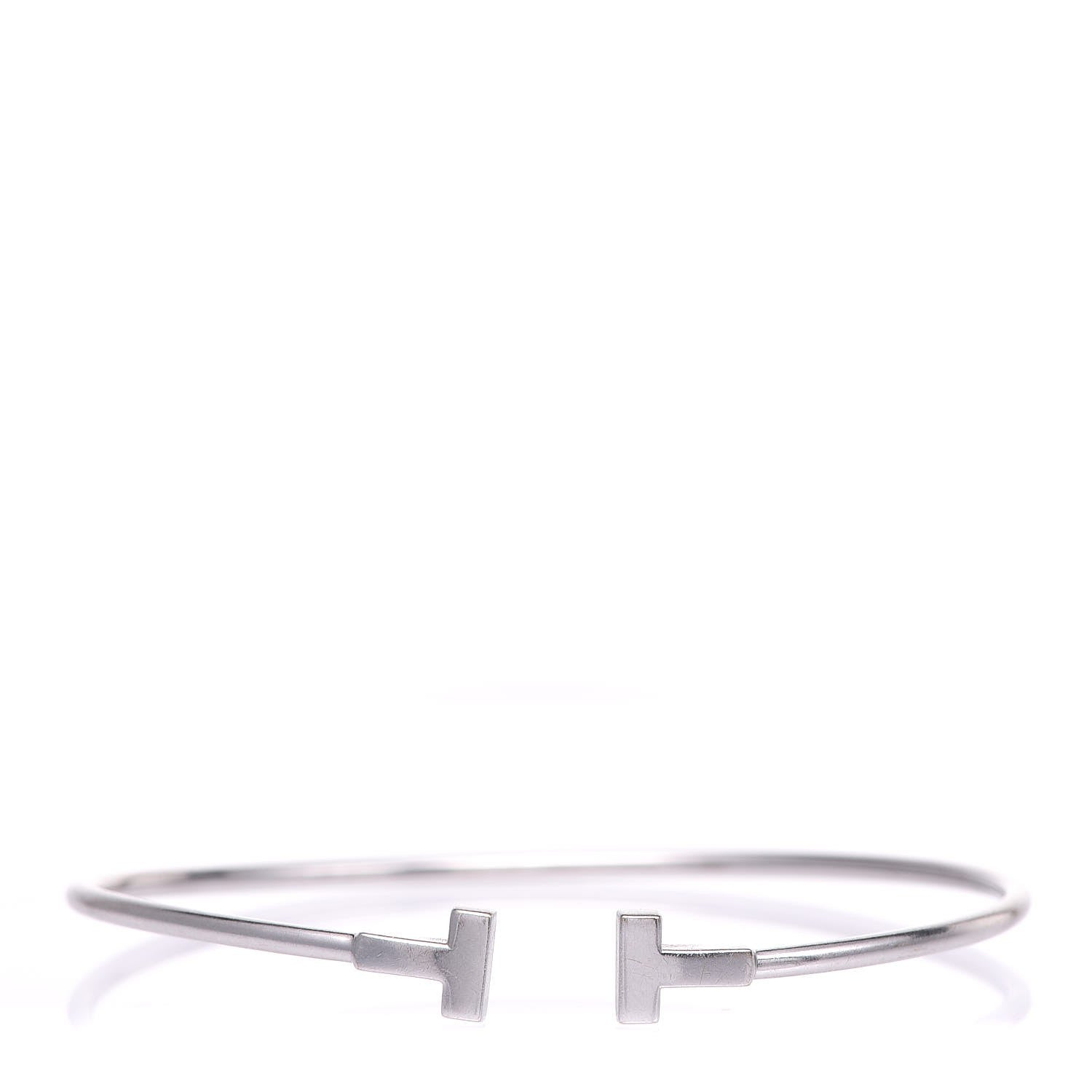 Tiffany 18K White Gold Narrow T Wire Bracelet 1 of 5