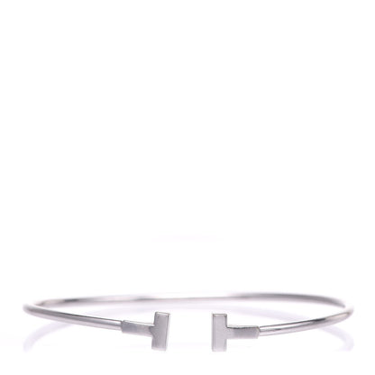 Tiffany 18K White Gold Narrow T Wire Bracelet 1 of 5
