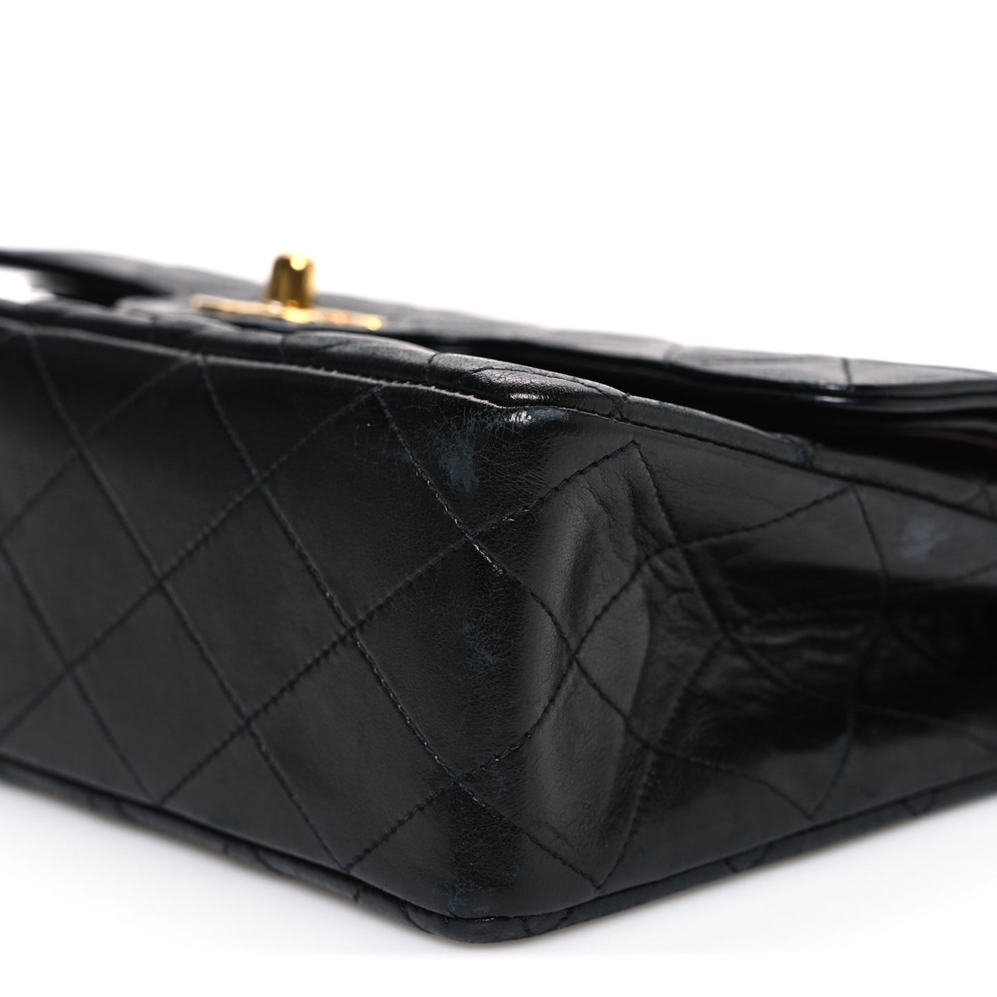 Lambskin Quilted Small Double Flap Black