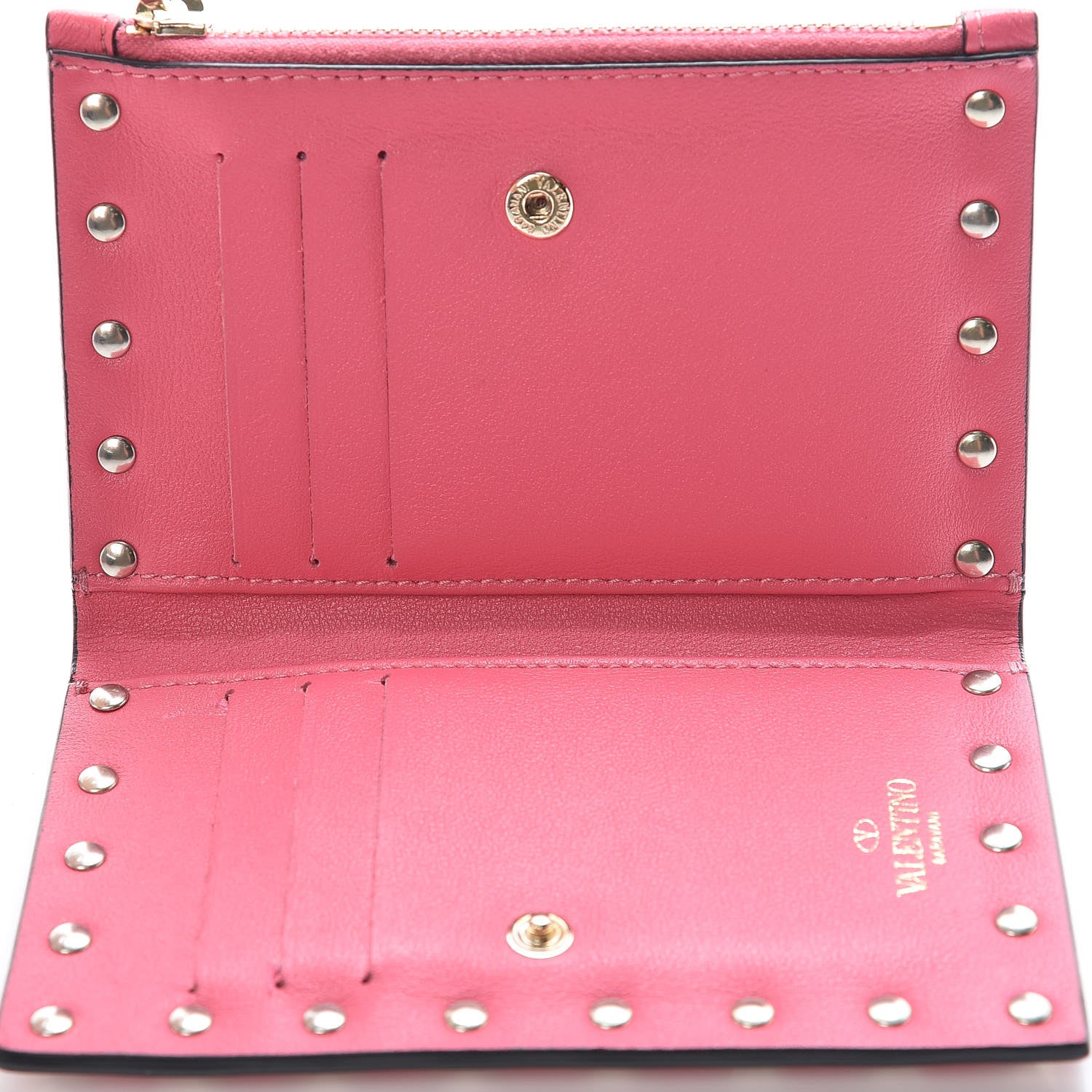 Valentino Garavani Vitello Rockstud Coin Case Card Holder Shadow Pink 7 of 9