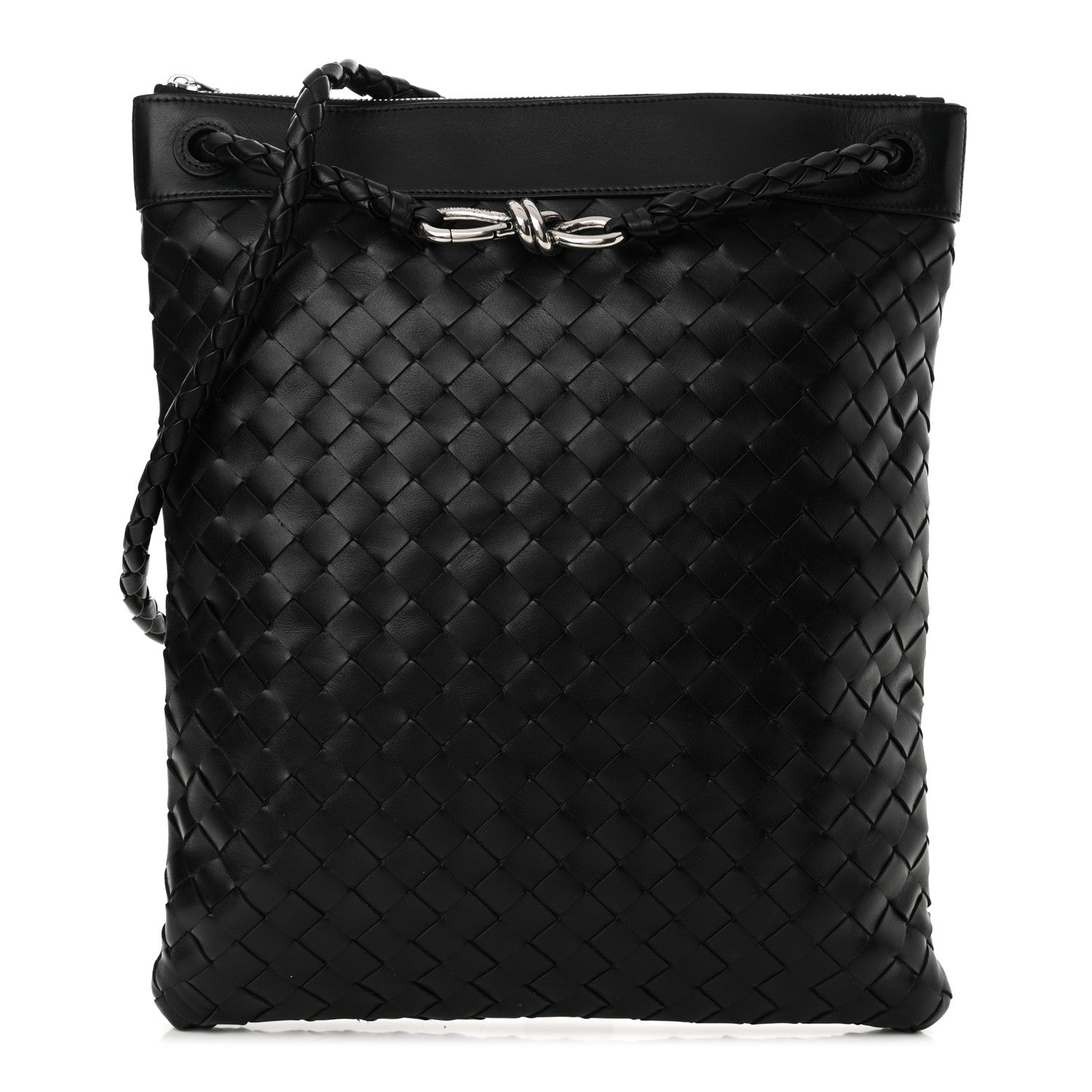 Bottega Veneta Nappa Intrecciato Andiamo Flat Messenger Black 1 of 10