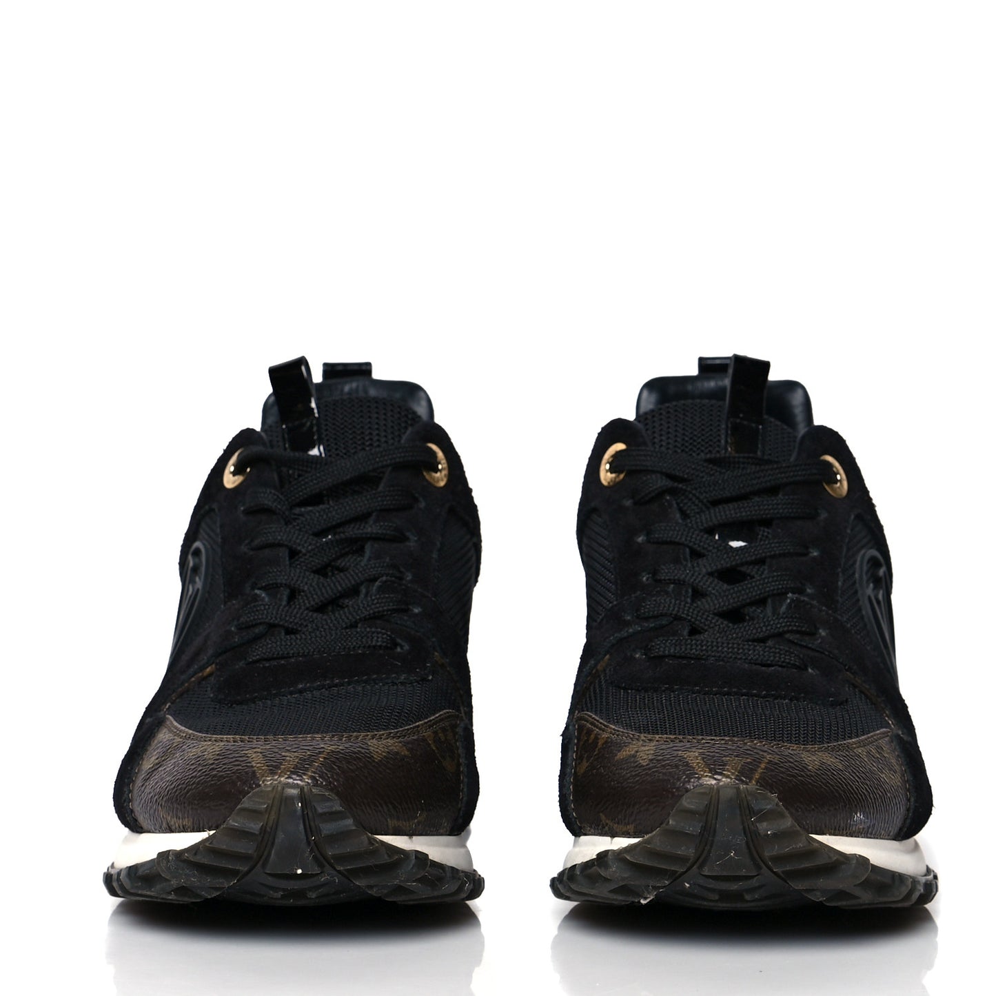 Suede Monogram Run Away Sneakers 37 Black
