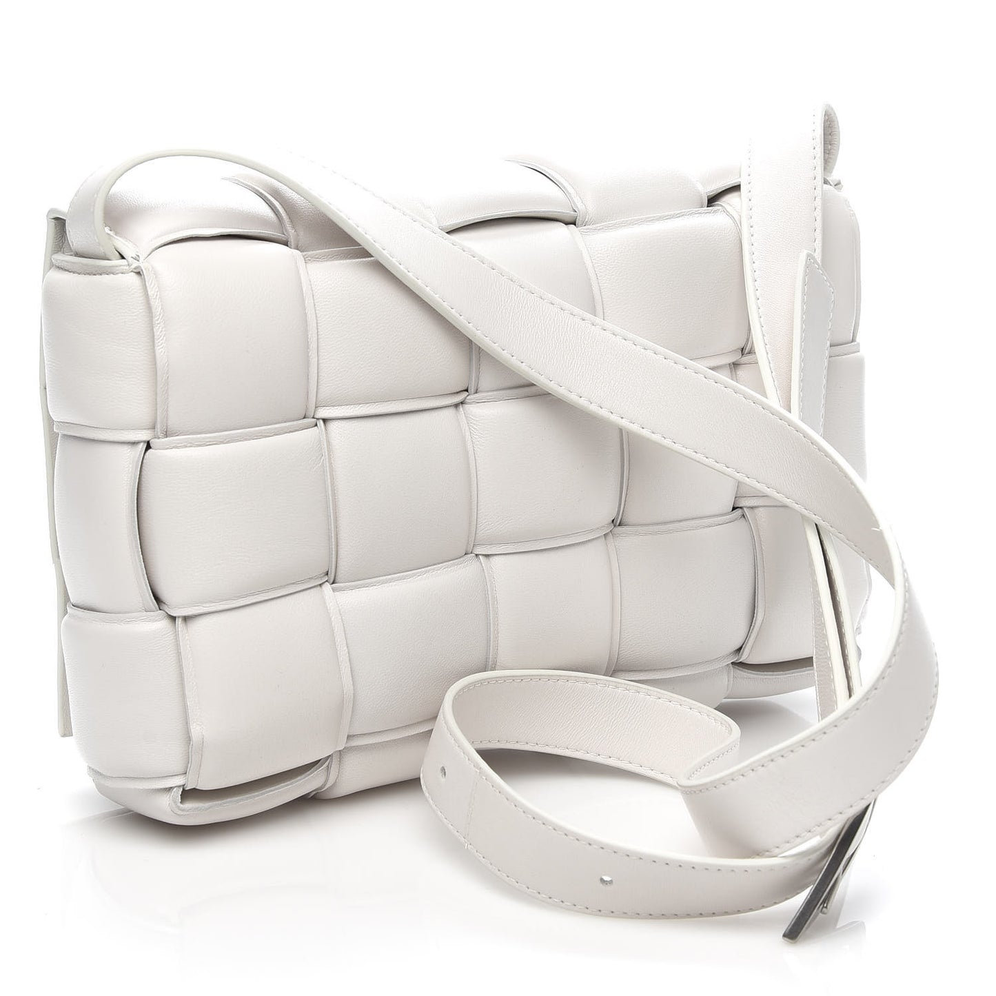Nappa Maxi Intreccio Padded Cassette Crossbody Bag Chalk