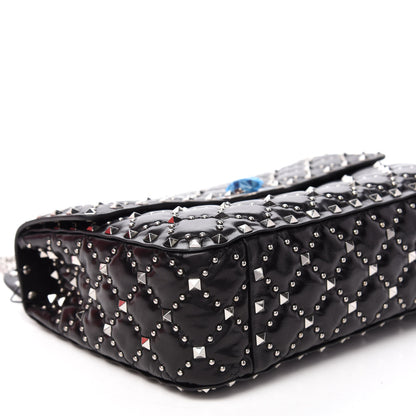 Valentino Garavani Lambskin Beaded Medium Rockstud Spike Shoulder Bag Black 8 of 10