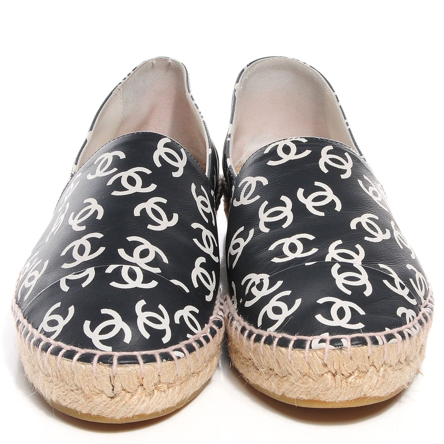 Lambskin Printed CC Espadrilles 38 Black White