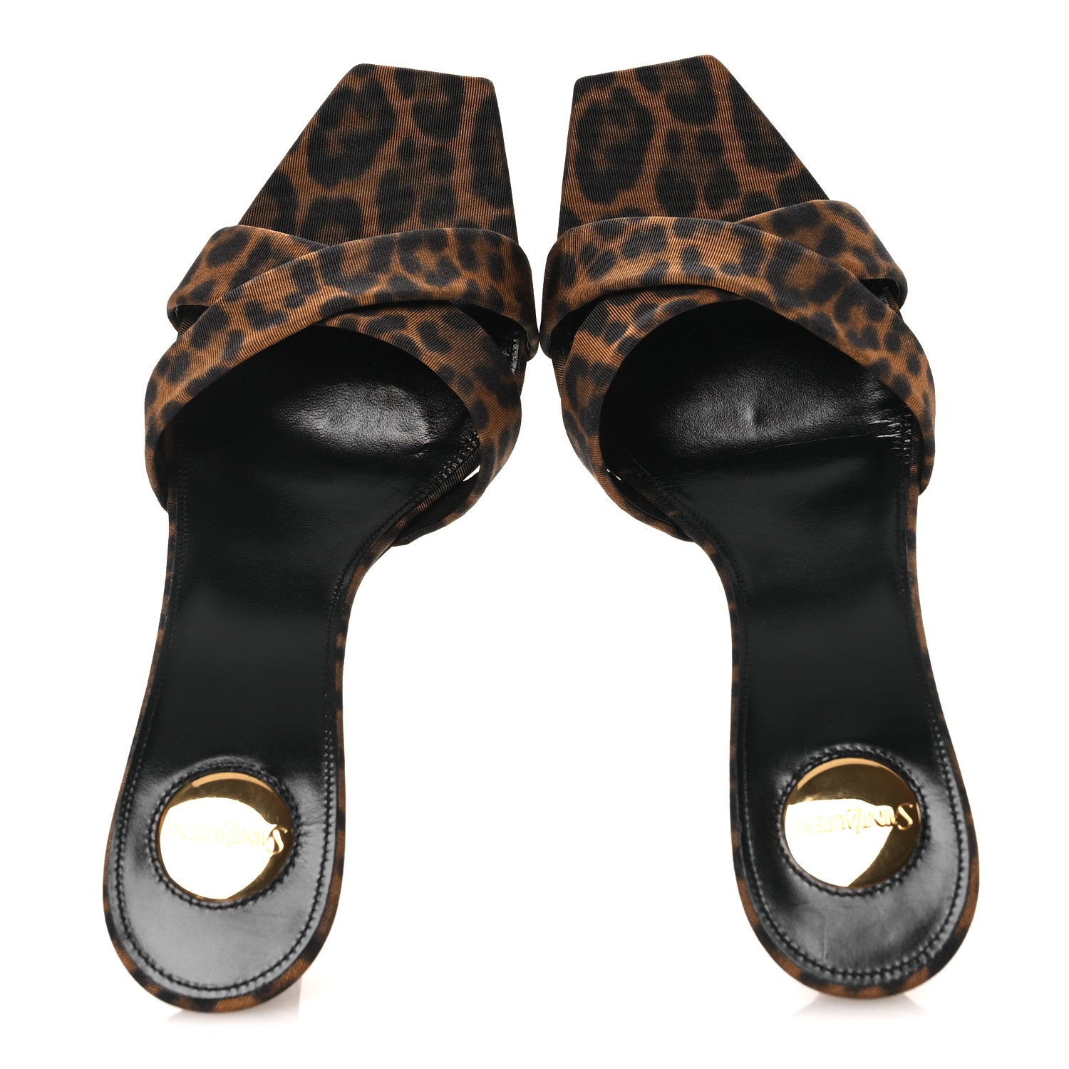 Saint Laurent Grossgrain Leopard Print Jill Mules 37.5 Brown 2 of 11