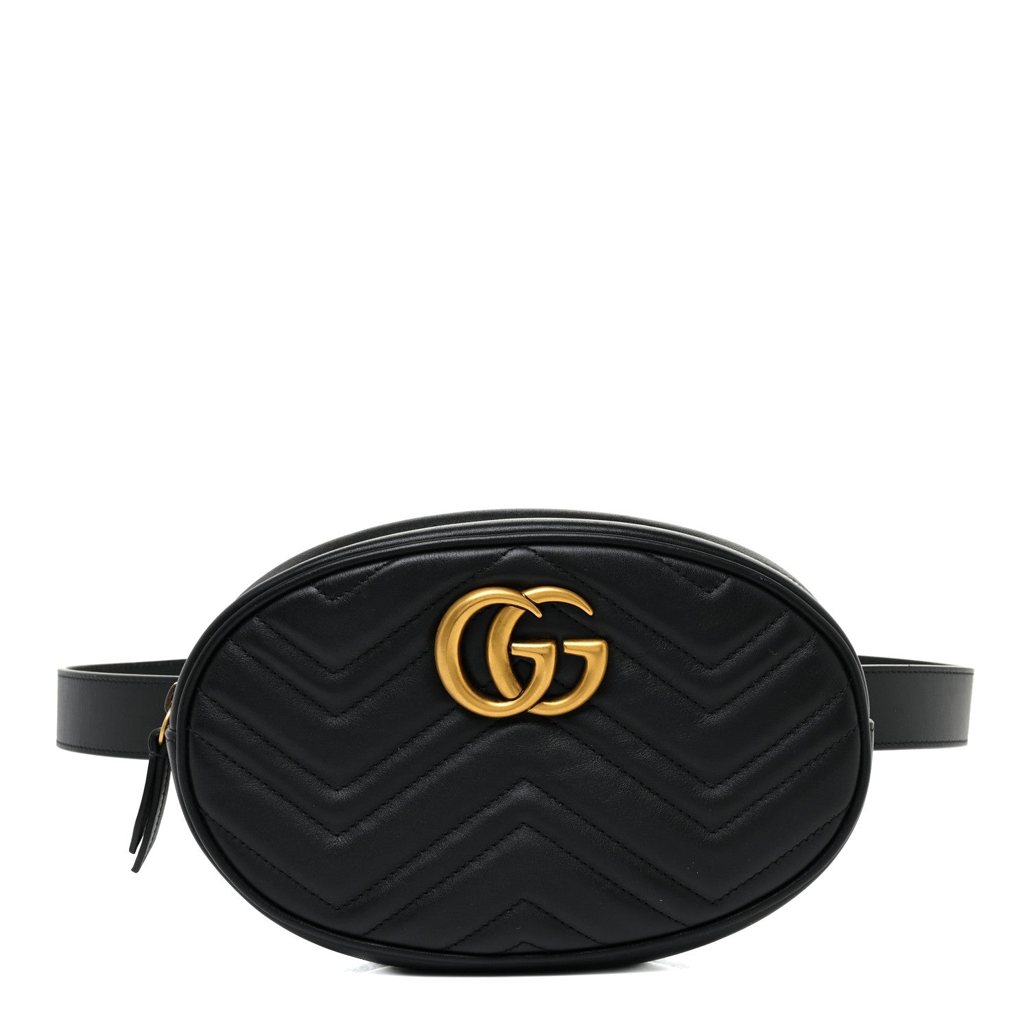 Gucci Calfskin Matelasse GG Marmont Belt Bag 95 38 Black 1 of 13