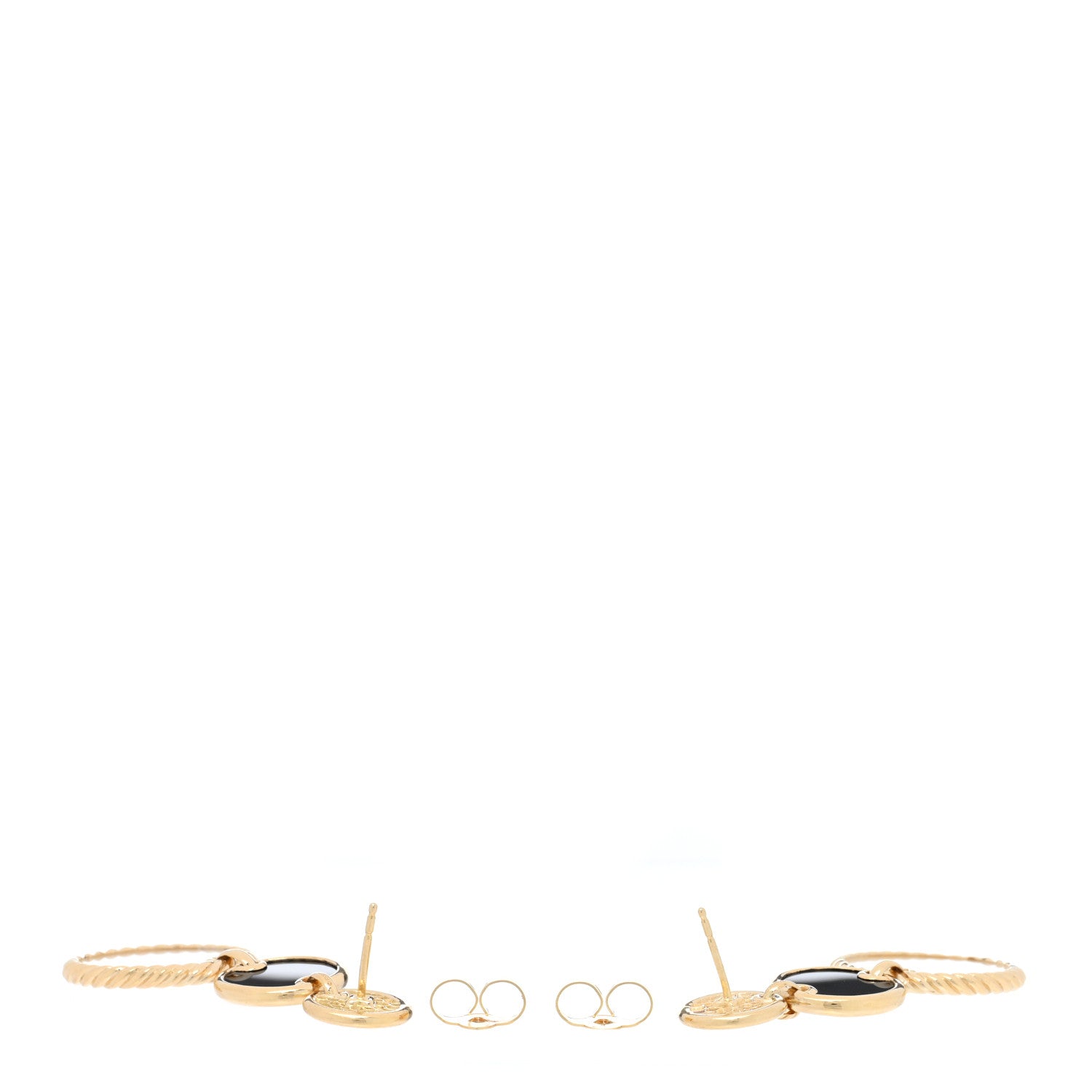 David Yurman 18K Yellow Gold Diamond Mother of Pearl Black Onyx Elements Triple Drop Earrings 3 of 4