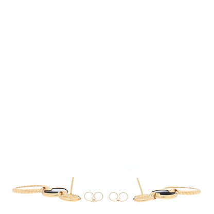 David Yurman 18K Yellow Gold Diamond Mother of Pearl Black Onyx Elements Triple Drop Earrings 3 of 4