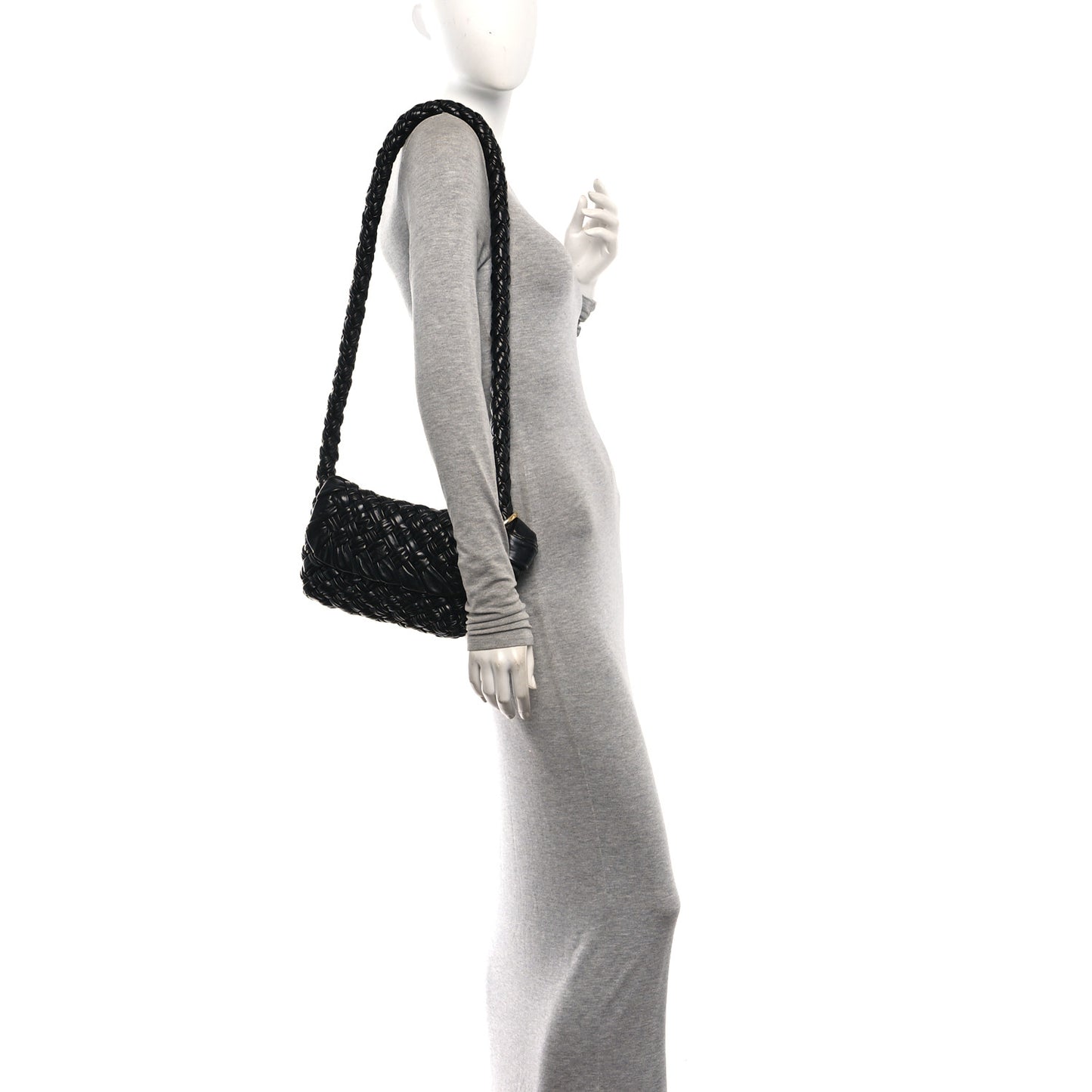 Calfskin Foulard Intreccio Kalimero Città Shoulder Bag Black