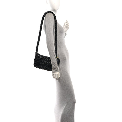 Bottega Veneta Calfskin Foulard Intreccio Kalimero Città Shoulder Bag Black 2 of 10