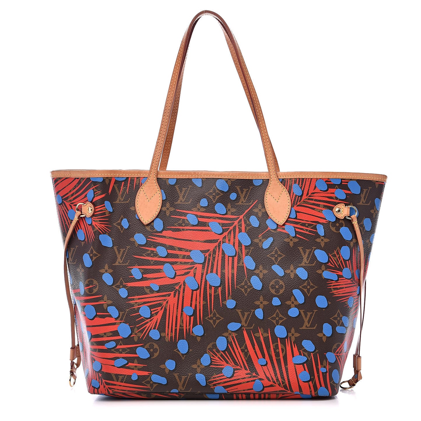 Monogram Jungle Dots Neo Neverfull MM Coquelicot Denim