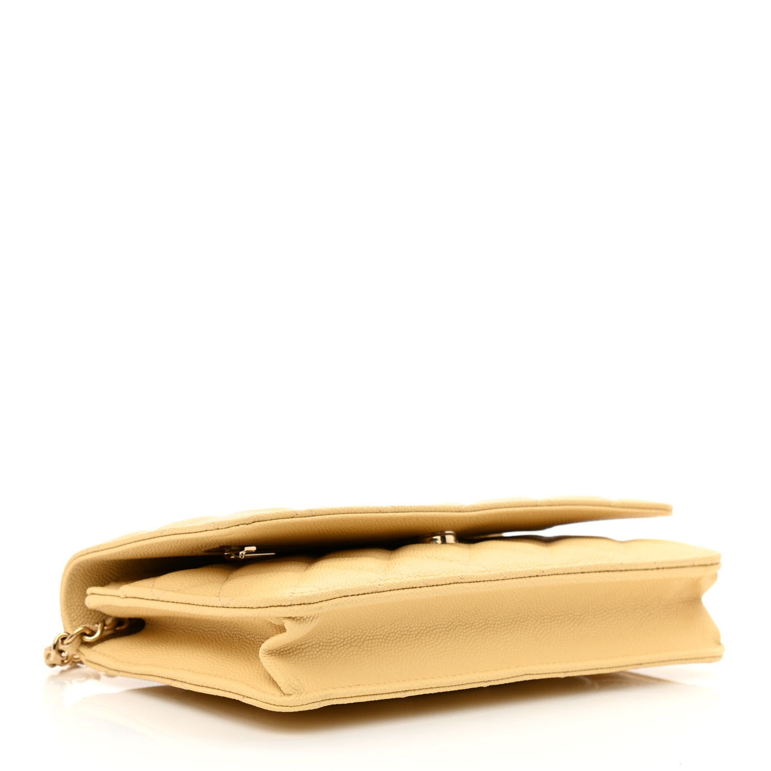 Chanel Caviar Quilted Wallet on Chain WOC Yellow 5 of 13