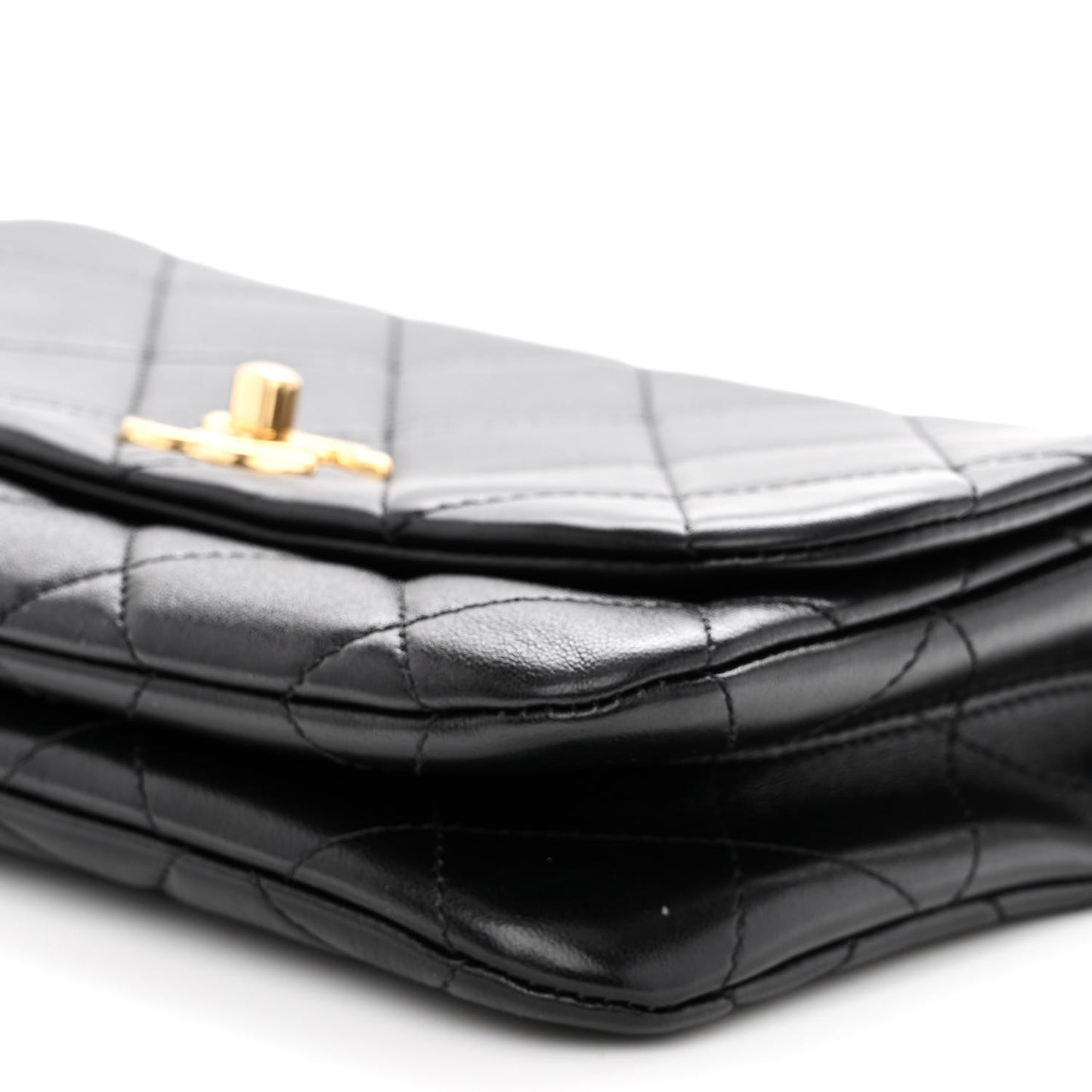 Lambskin Quilted Small Color Match Flap Black Multicolor