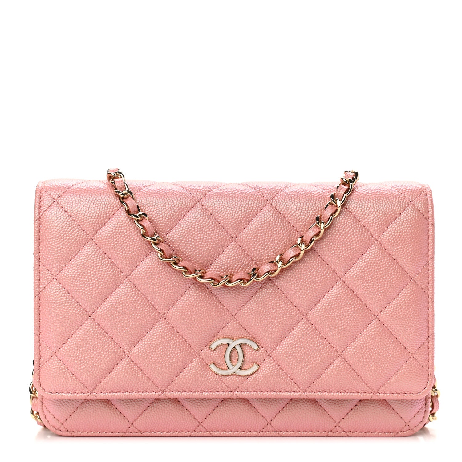 Chanel Iridescent Caviar Quilted Wallet on Chain WOC Rose Pink 1 of 12