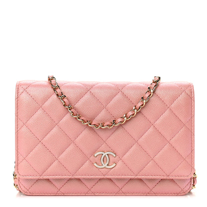 Chanel Iridescent Caviar Quilted Wallet on Chain WOC Rose Pink 1 of 12