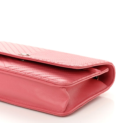Chanel Caviar Chevron Quilted Wallet On Chain WOC Pink 10 of 11