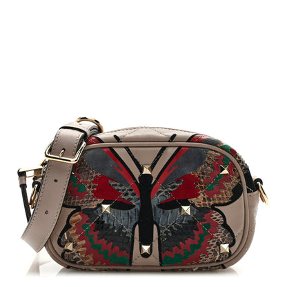 Valentino Garavani Calfskin Butterfly Embroidered Rockstud Camera Crossbody Bag Poudre 1 of 8