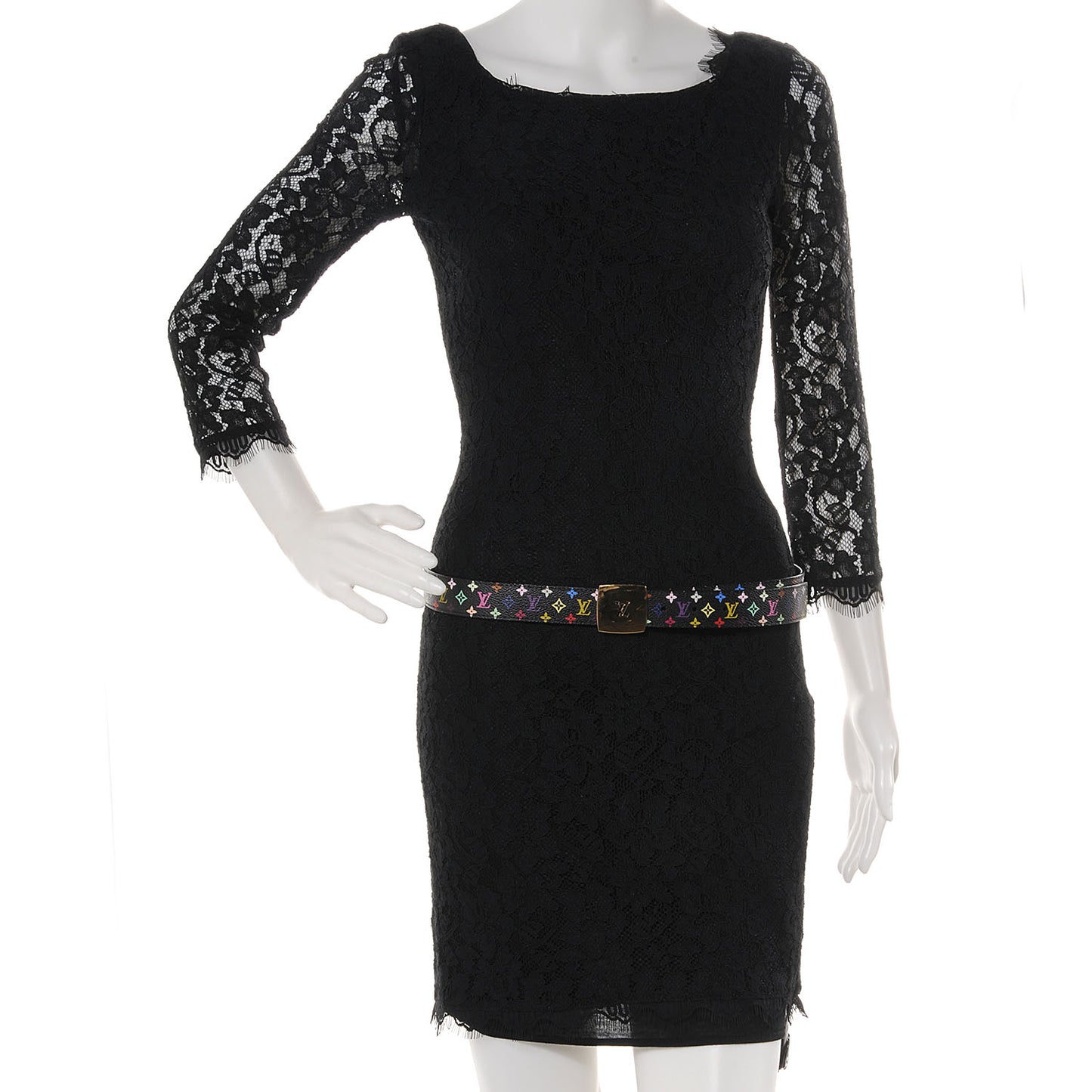 Monogram Multicolor LV Cut Belt Black w Gold 90 36