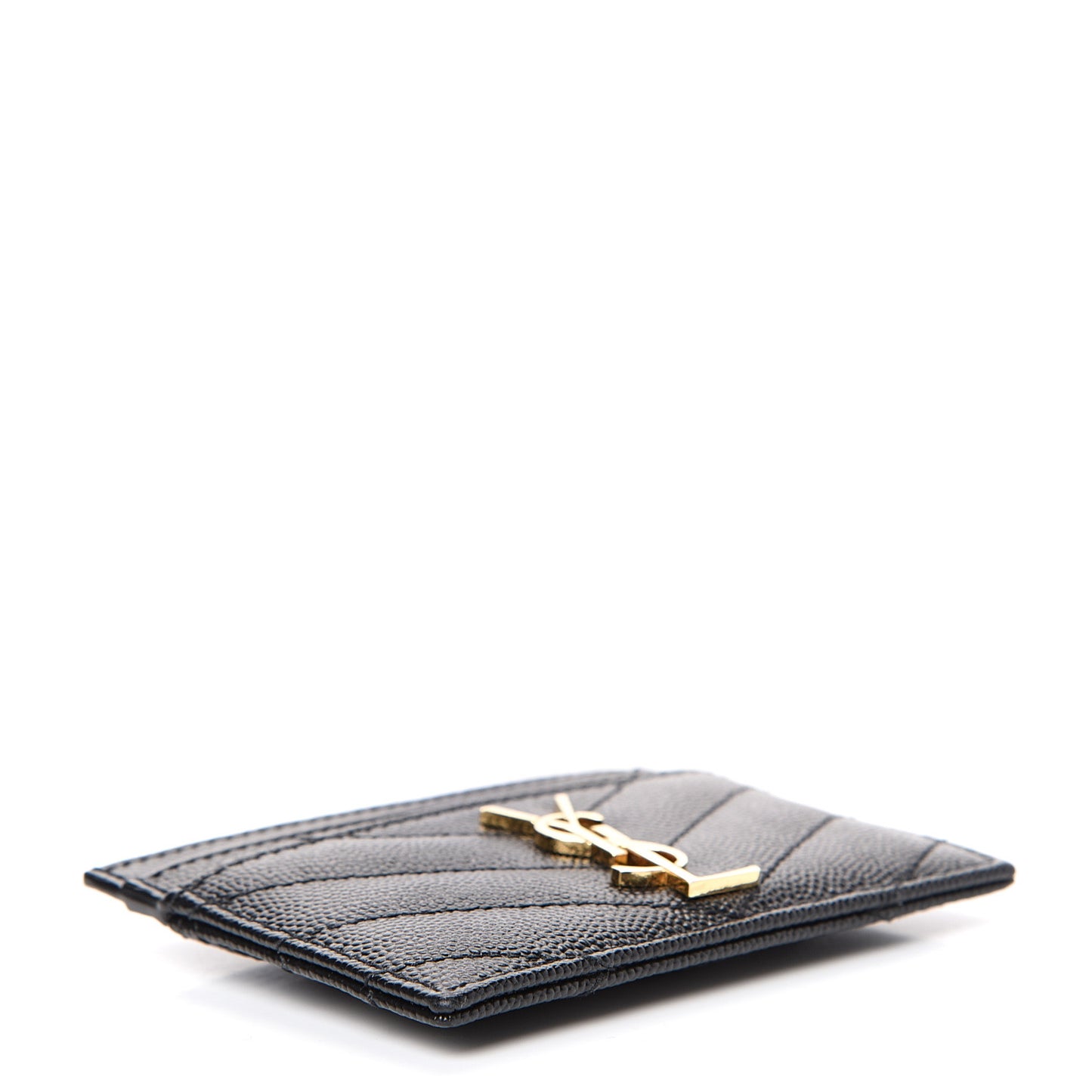 Grain De Poudre Matelasse Chevron Monogram Credit Card Case Black