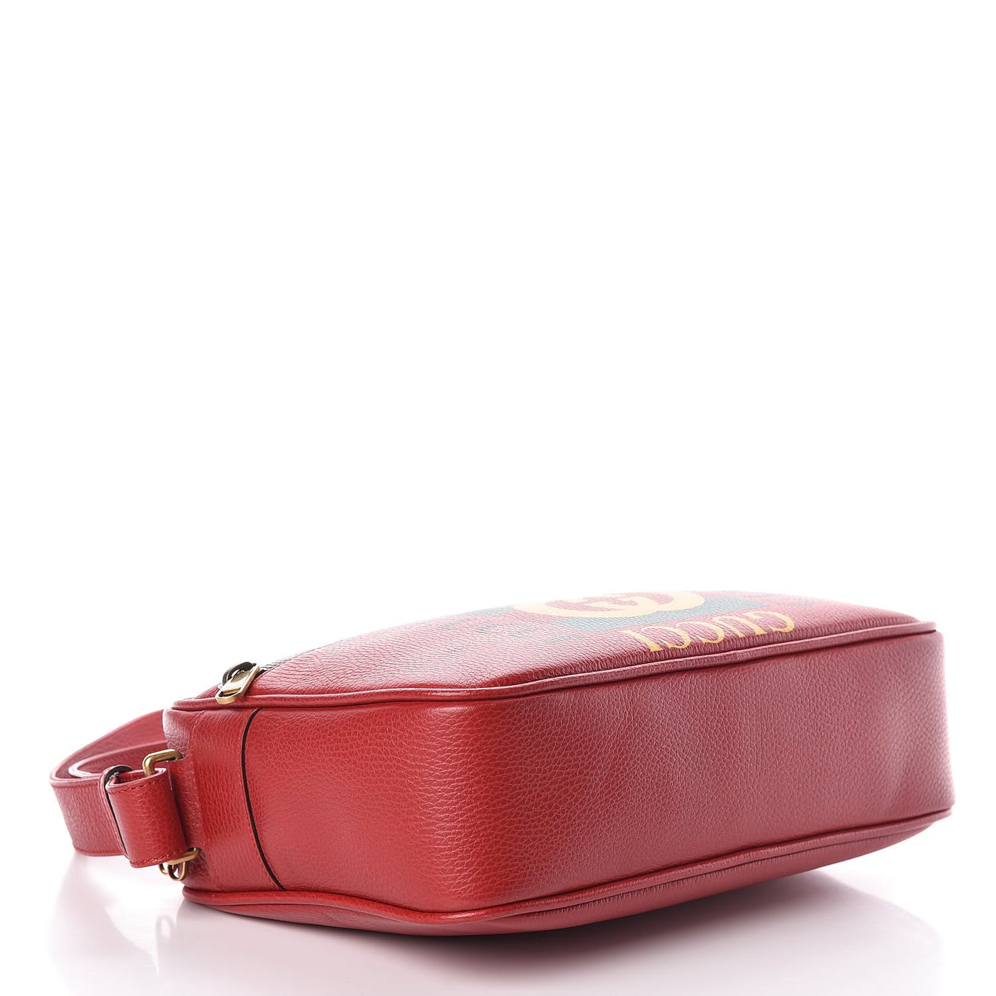 Pebbled Calfskin Logo Messenger Bag Hibiscus Red