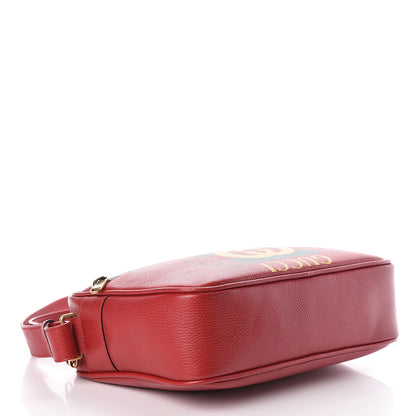 Gucci Pebbled Calfskin Logo Messenger Bag Hibiscus Red 4 of 10