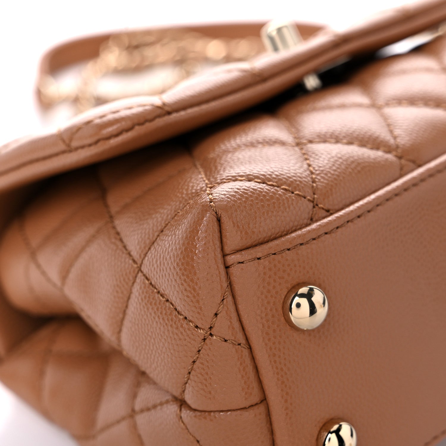 Chanel Caviar Quilted Lizard Embossed Extra Mini Coco Handle Flap Brown 4 of 10