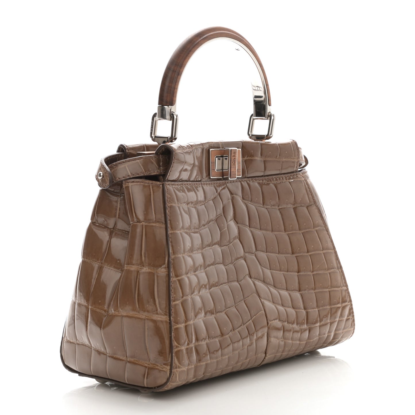 Crocodile Mini Peekaboo Iconic Satchel Brown