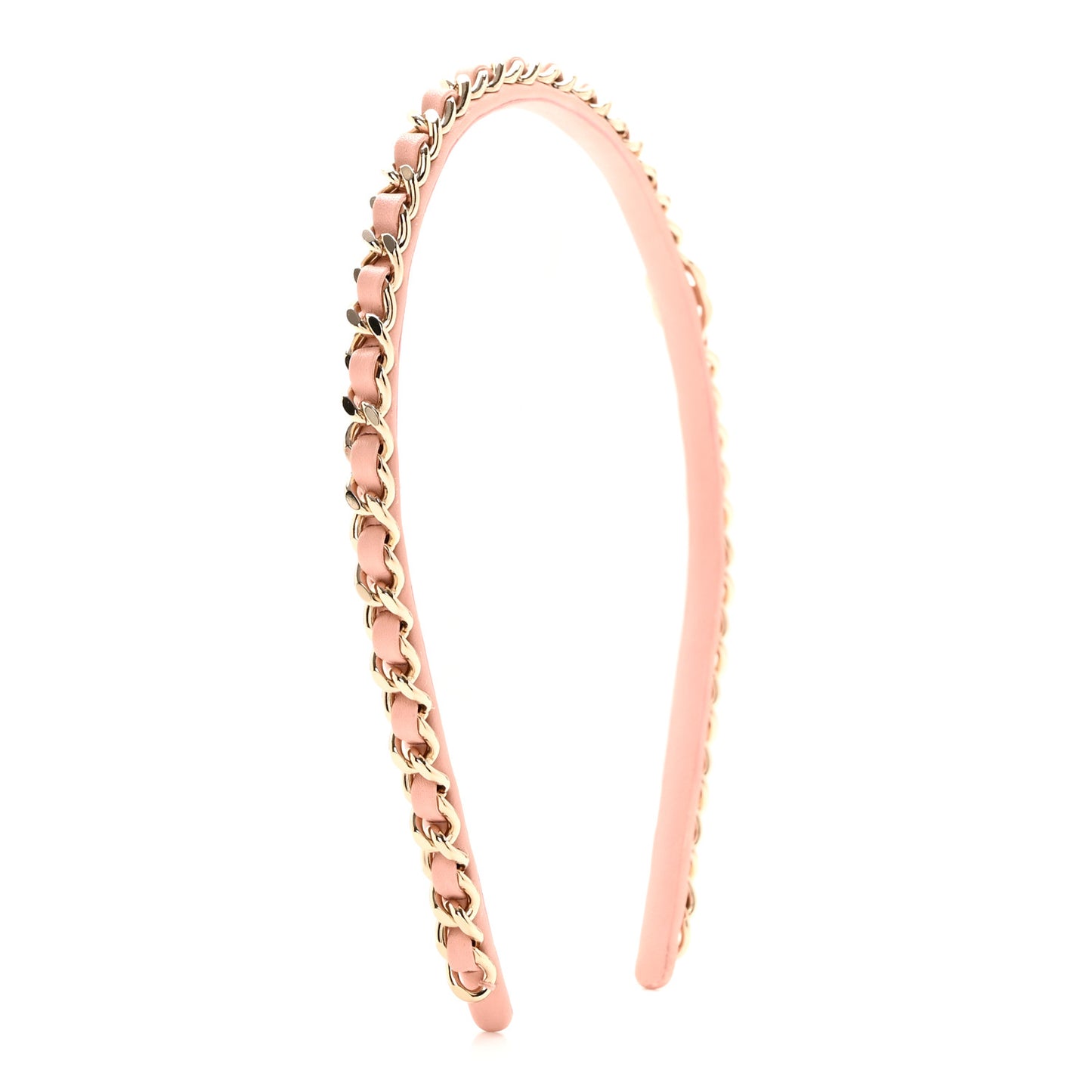 Metal Lambskin CC Turnlock Chain Headband Gold Pink