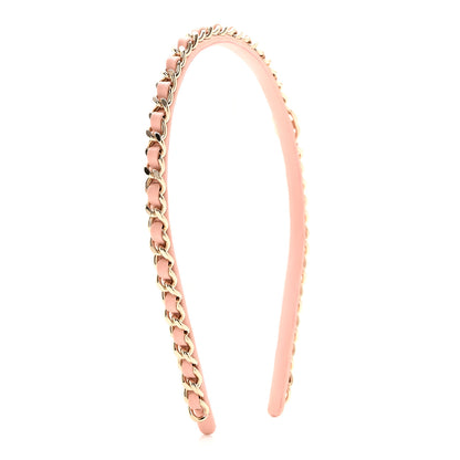 Chanel Metal Lambskin CC Turnlock Chain Headband Gold Pink 3 of 8