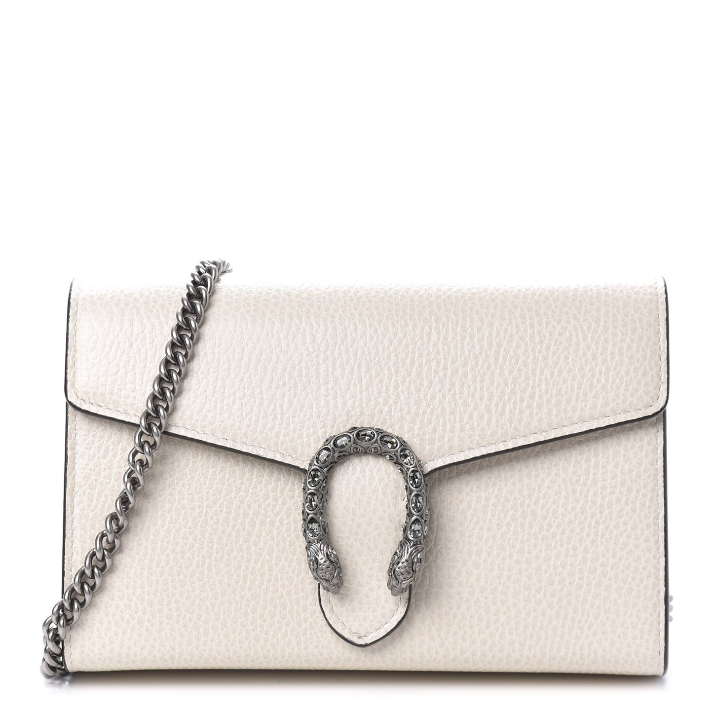 Dollar Calfskin Mini Dionysus Chain Wallet Mystic White