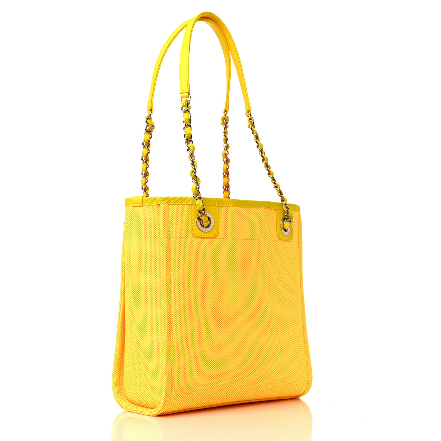 Chanel Mixed Fibers Calfskin Mini Deauville Tote Orange Yellow 2 of 8