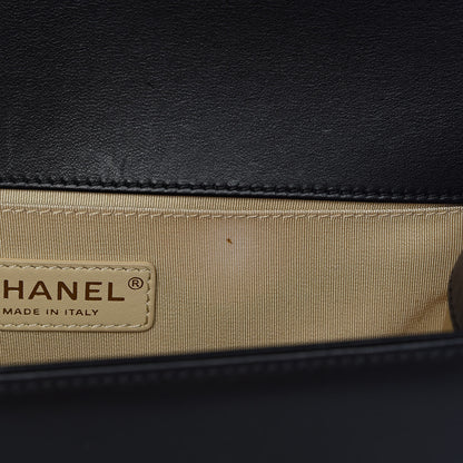 Chanel Calfskin Chevron Quilted Contrast Stitch Medium Boy Flap Black 8 of 13