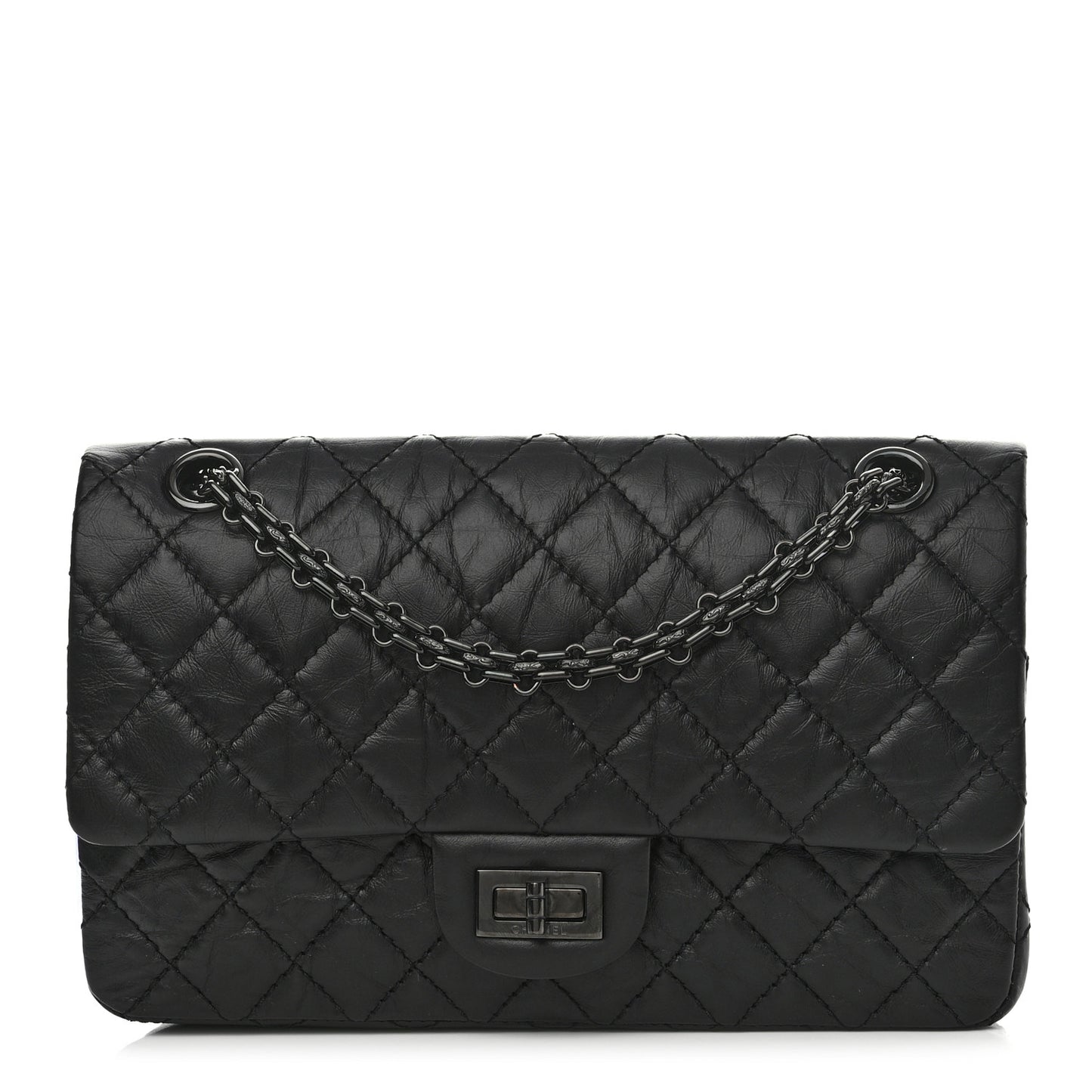 Aged Calfskin Quilted 2.55 Reissue 225 Flap So Black