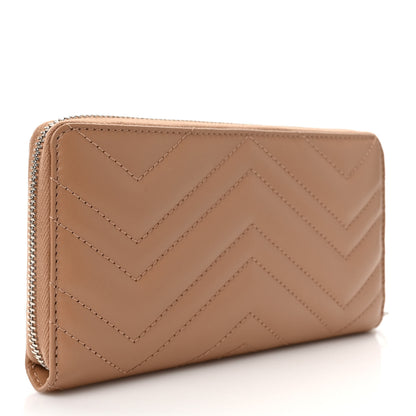 Gucci Calfskin Matelasse Monochrome GG Marmont Zip Around Wallet Camelia 3 of 6