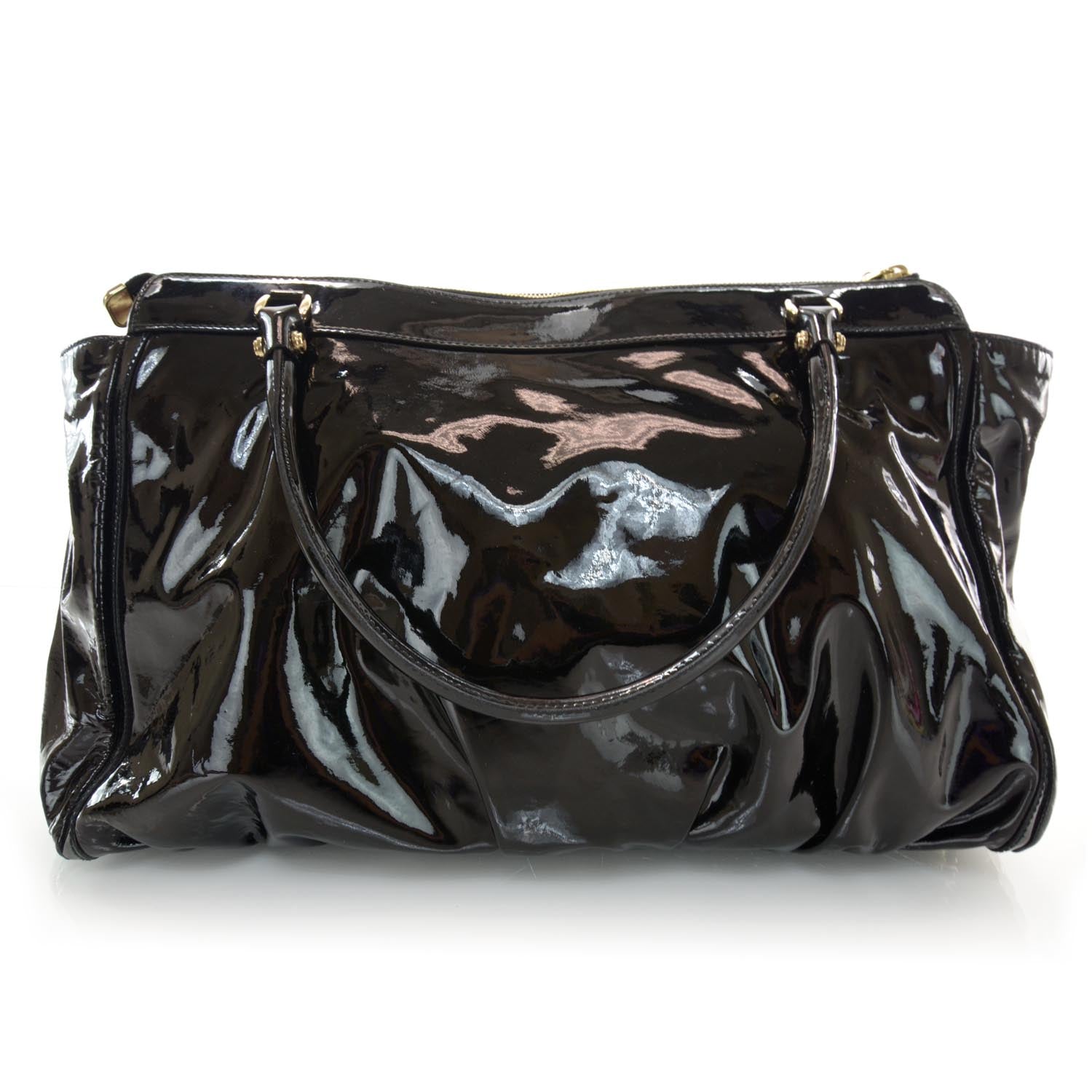 Gucci Patent D Gold Tote Black 3 of 7
