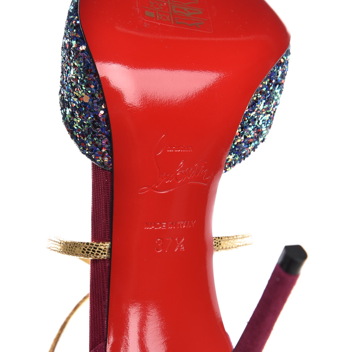 Christian Louboutin Veau Velours Glitter Dragonfly Suzanna 100 Pumps 37.5 China Blue 6 of 8