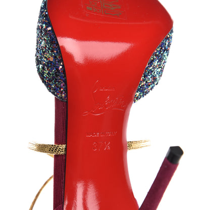 Christian Louboutin Veau Velours Glitter Dragonfly Suzanna 100 Pumps 37.5 China Blue 6 of 8