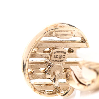 Chanel Crystal CC Round Clip On Earrings Gold 4 of 5