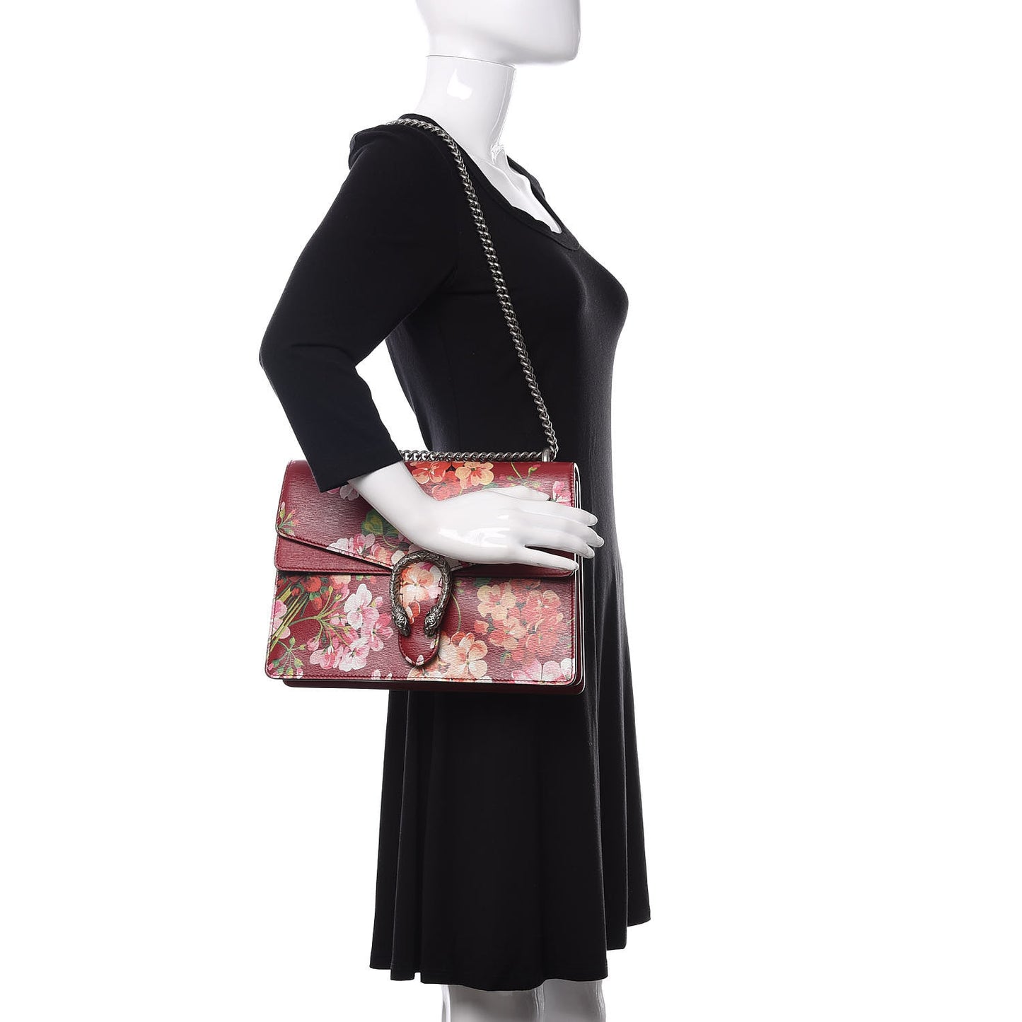 Calfskin Blooms Print Medium Dionysus Shoulder Bag Romantic Cherry Multicolor