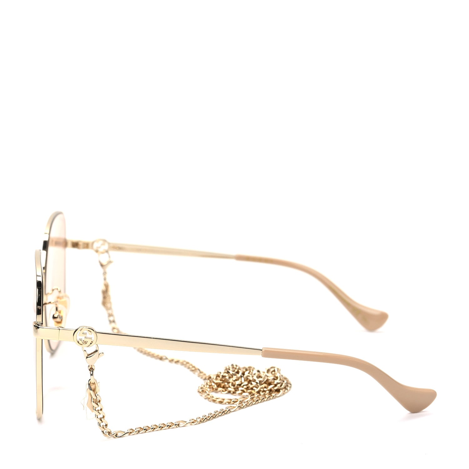 Gucci Metal Round Chain Sunglasses GG1089SA Gold 6 of 16