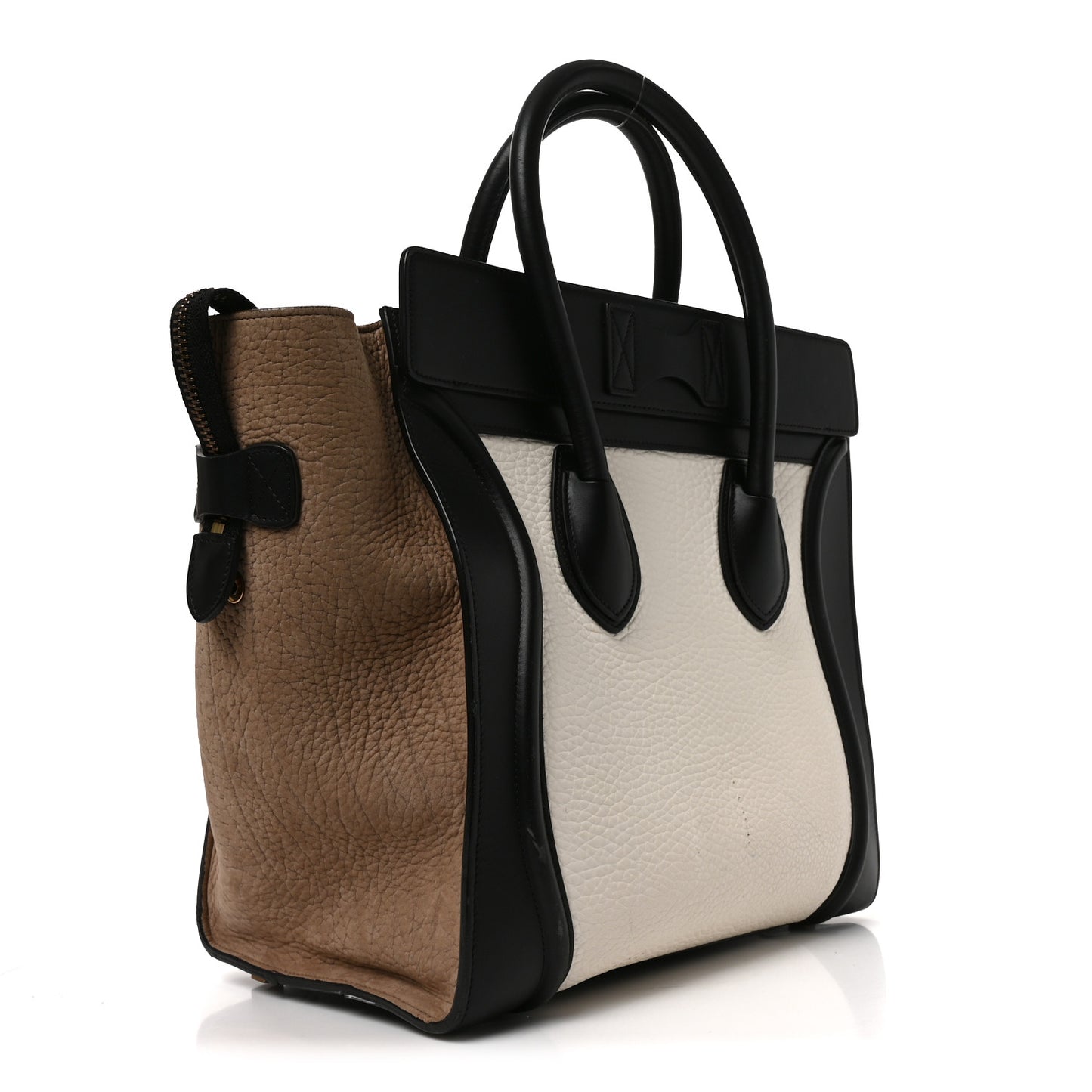 Bullhide Calfskin Suede Mini Tri-Color Luggage White