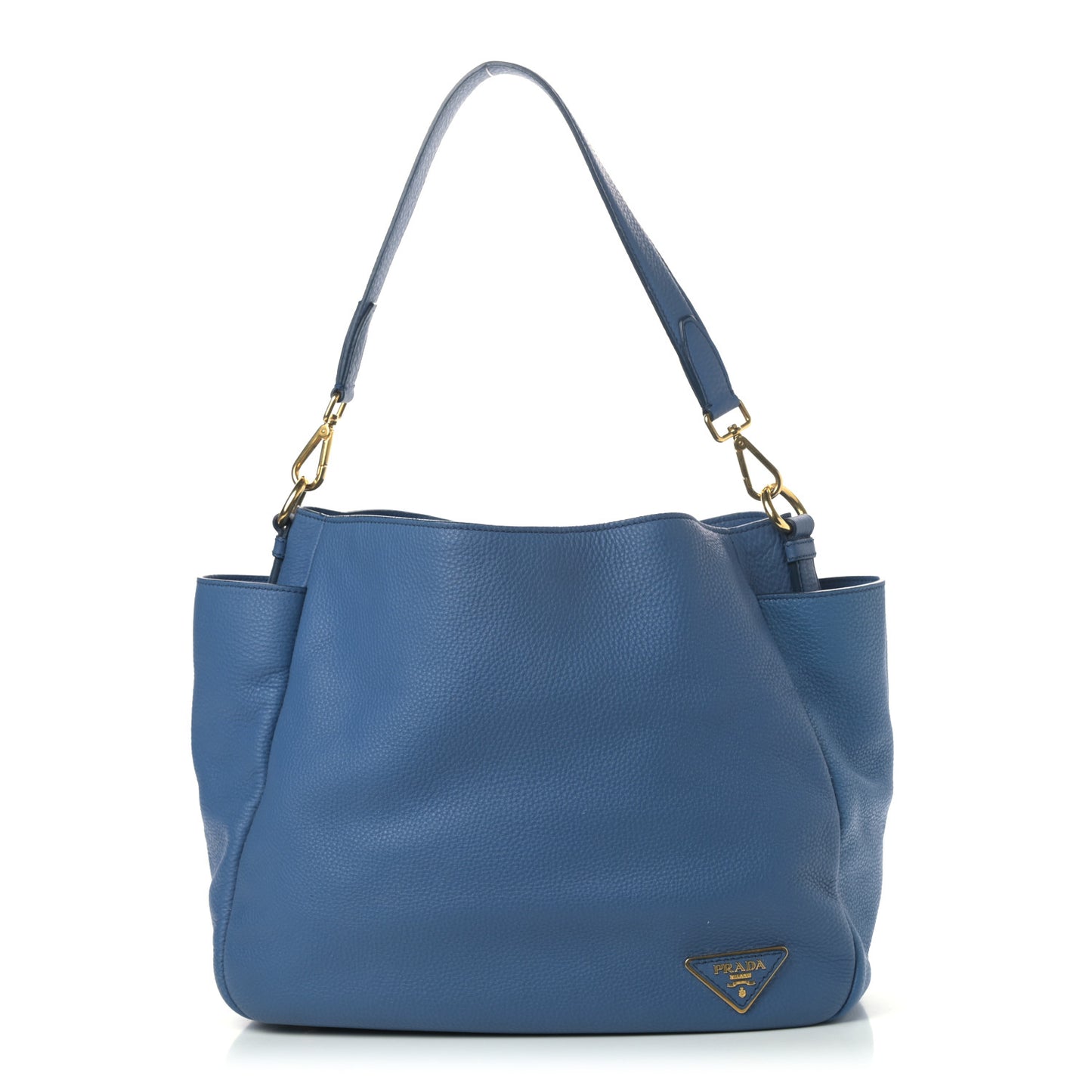 Vitello Daino Side Pocket Hobo Azzurro