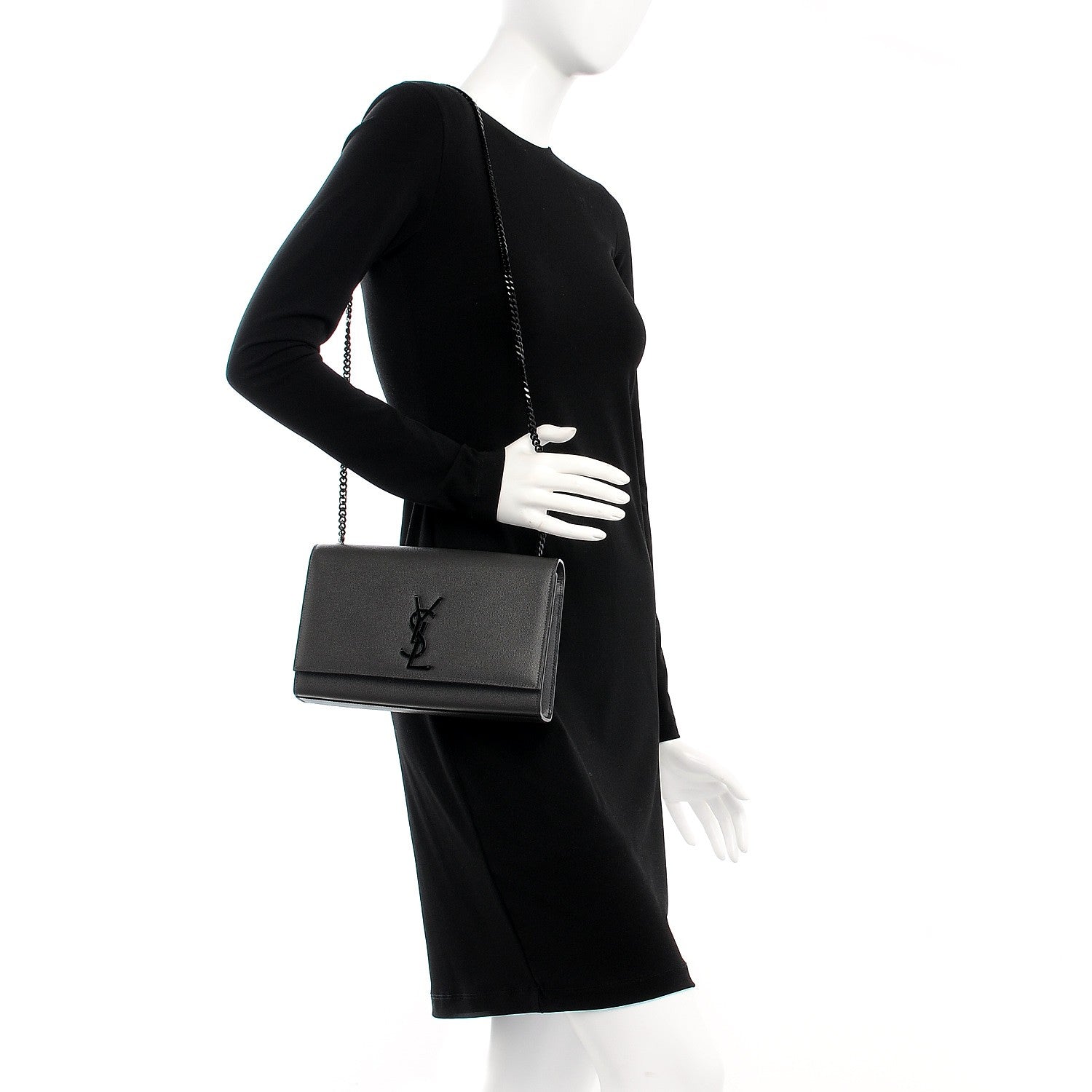 Saint Laurent Grain De Poudre Medium Classic Monogram Kate Satchel Coal 2 of 10